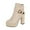 Beige, variant on Ankle Boots Women Women Casual Chunky Heel Round Toe Flatform High Heels Fashion Side Zipper Short Boots for Daily Party