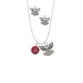 thumbnail image 2 of Delight Jewelry Silvertone Red Evil Eye Good Luck Silver tone Guardian Angel Charm Necklace and Stud Earrings, 2 of 4