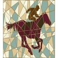 thumbnail image 3 of Ambesonne Mosaic Duvet Cover Sets, Stable Jockey Silhouette, 2-King, Purple Pale Brown Teal, 3 of 7