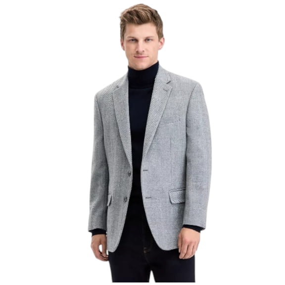 Tommy Hilfiger Mens Modern fit Wool Suit Jacket Blazer 46 L Grey Herringbone