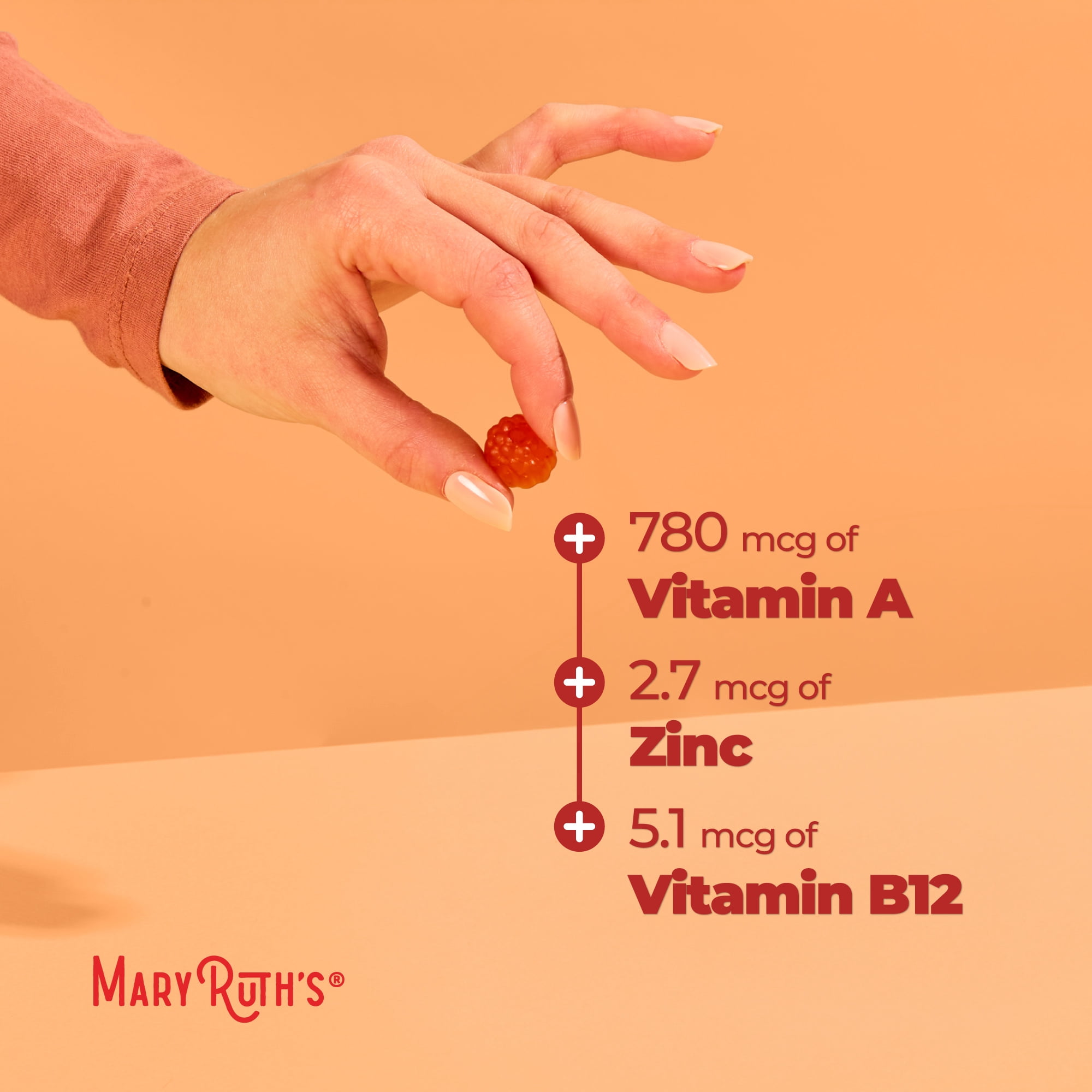 MaryRuth's Teen Multivitamin Gummies with Vitamin C, D, E, B Vitamins, Biotin, Zinc, Vegan, Sugar Free, 60 Count
