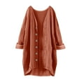 thumbnail image 5 of BiZtdJrK Lightweight Cardigans for Women Oversized Bohemian Linen Long Shirts Button Down V Neck Kimono Fall Cover Ups Brown S, 5 of 6