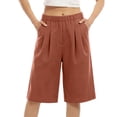 thumbnail image 6 of fheaev Wide Leg Shorts for Women Elastic Waist Knee Length Loose Fit with Pockets Summer Casual Beach Vacation Wear M-3XL, 6 of 6