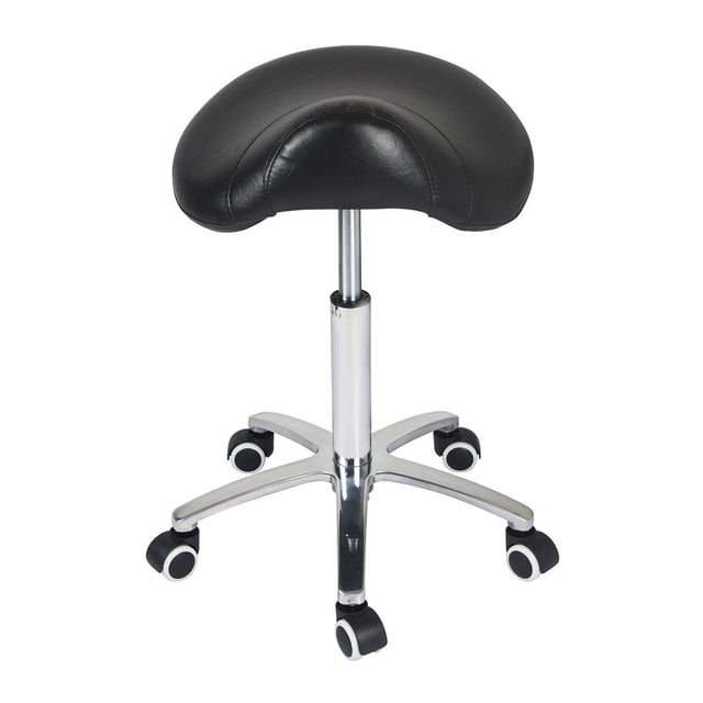 Tabouret de Selle Roulant pour Salon de Massage Médical Cuisine Spa Dessin, Tabouret Hydraulique Réglable avec Roues (Sans Dossier, Noir)