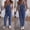 Blue—Jumpsuits, variant on AGWOLF Womens Jean Overalls Straight Leg Stretchy Denim Bib Adjustable Strap Drawstring Rompers Loose Fit Lightweight Sleeveless Jumpsuits Blue M