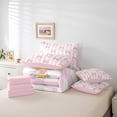 thumbnail image 6 of Homewish Kawaii Pink Flower Bowtie 7-Piece Twin Bedding Sets for Girls Teens Children,Geometric Stripes Bedding Comforter Set,Dreamy Princess Breathable Sheet Sets,Luxury Bedroom Decor,Reversible, 6 of 8