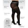 thumbnail image 3 of MeMoi Diamond Opaque Plus Size Curvy Control Top Tights - Womens - Female, 7X, Black, 3 of 7