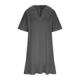 thumbnail image 4 of Karight Women's Solid Color Short Sleeve Hooded Flared Casual Loose Dress, 4 of 9