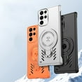 thumbnail image 3 of for Samsung Galaxy S22 Ultra Rugged Case Compatible with MagSafe Wireless Charging [Heat Dissipation] [Built-in Ring Holder Stand], Magnetic Shockproof Protective Case for Galaxy S22 Ultra, Orange, 3 of 7