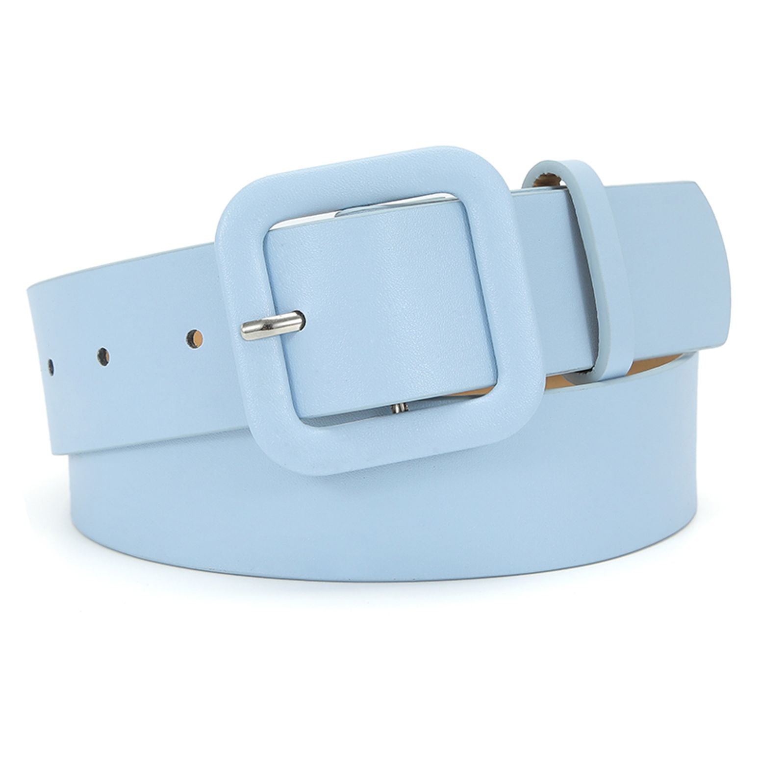 【2plan】Square semu belt SWSMCLT Women's Fashion PU Belt Faux Leather Belt Slimming