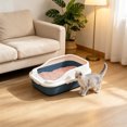 thumbnail image 2 of Plastic Cat Litter Box,12.2x8.3x6.3 Inch Open Top High-Sides Litter Pan Including Scoop,Large Odor-Free Low Entrance for Senior & All Cats,Blue, 2 of 6