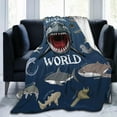 thumbnail image 2 of Shark Blanket Gifts for Kids Adults Soft Warm Lightweight Cozy Cartoon Sharks World Throw Blankets for Bed Living Room Sofa Couch Birthday Decor 50x60in, 2 of 6