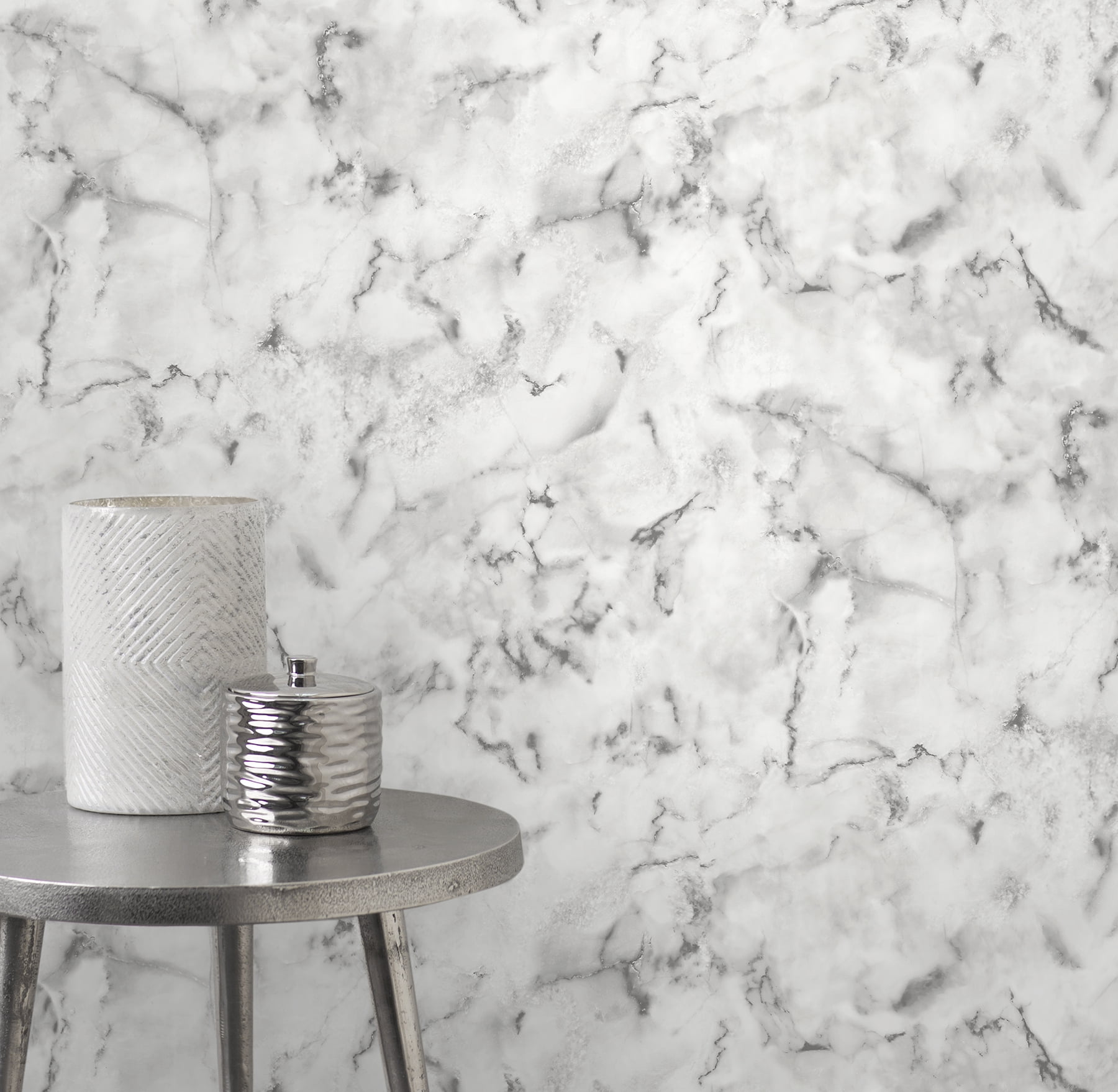 Brewster Notting Hill Light Grey Marble Paste The Wall Non Woven Wallpaper, 20.5-in by 33-ft, 56.4 sq. ft.