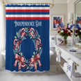 thumbnail image 4 of Independence Day Shower Curtain, 48" x 72", U. S. Flag Candy Cane Blue Fern Bow Wreath Stripes Waterproof Bathroom Curtain Washable Shower Curtain Set with 12 Hooks, 4 of 9