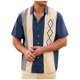thumbnail image 1 of Camisas de Manga Corta Casual Suelto Impreso Botón Cuello de Vuelta, Poliéster Transpirable para el Entrenamiento Y Casual, 1 of 1