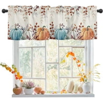 Fall Valance for Windows Autumn Pumpkin Curtains Valances Harvest Thanksgiving Rod Pocket Valance Window Treatments Maple Leaves Short Curtains for Kitchen Living Room Bedroom Window 1 Panel 54x18