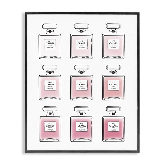 Stupell Industries Art Deco Glam Pink Ombre Perfume Bottles Black Framed Giclee Art, 11 x 14, by Martina Pavlova
