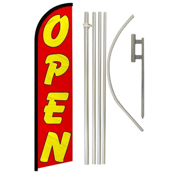 Open (Red & Yellow) Windless Banner Flag & Pole Kit