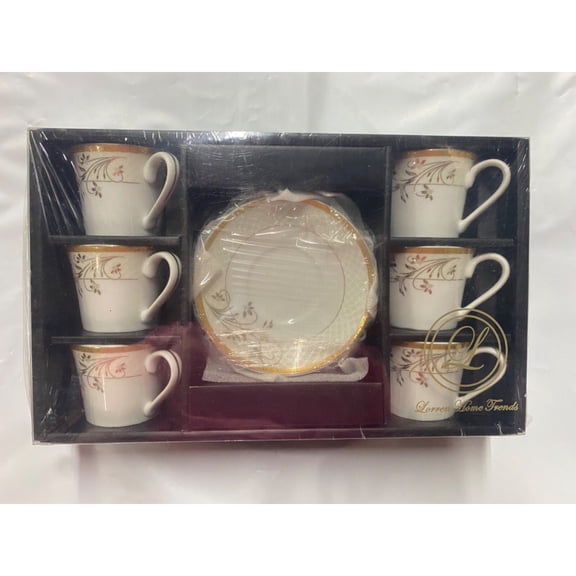 Lorenzo Import Floral Design Espresso Set (Service for 6), Gold