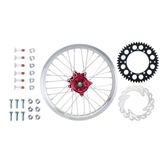 Tusk Impact Complete Rear Wheel Package 19 X 2.15 Silver Rim/Silver Spoke/Red Hub for Honda Crf450Rx 2017-2026