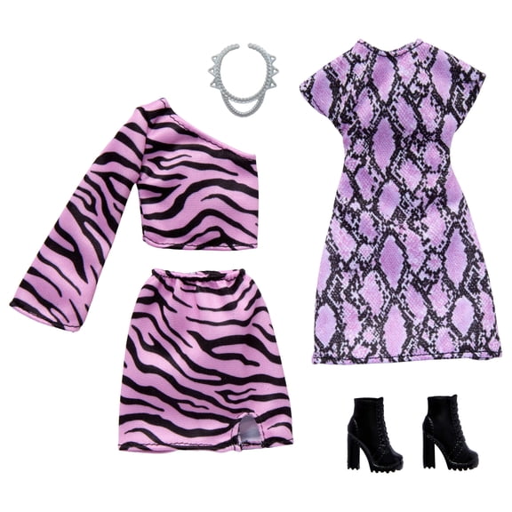 Barbie Fashions 2-Pack Clothing Set, 2 Outfits for Barbie Doll with Dress, Skirt, Top, & Accessories