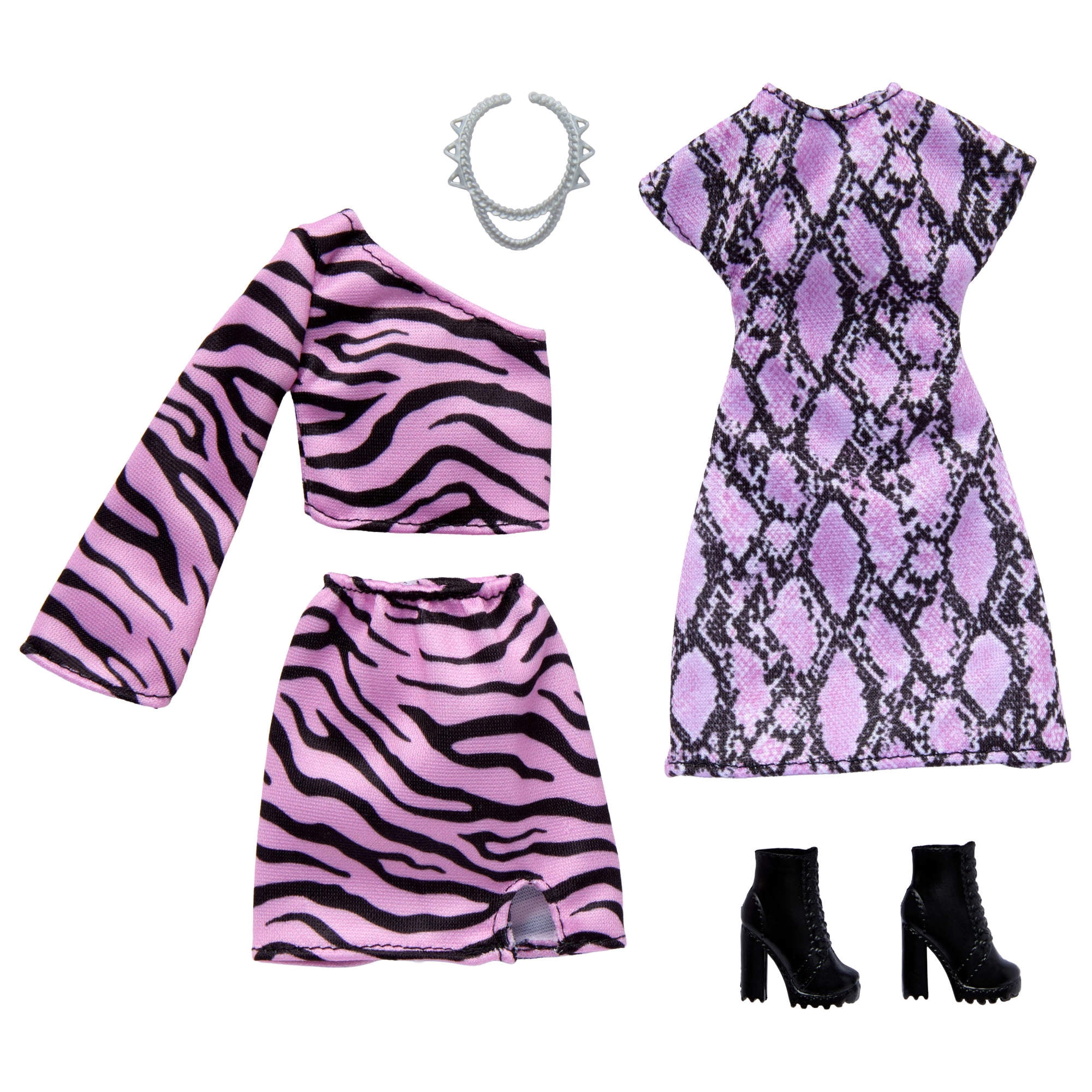 Barbie Fashions 2-Pack Clothing Set, 2 Outfits for Barbie Doll with Dress, Skirt, Top, & Accessories