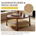 thumbnail image 5 of Dayalane 34.5" Round Coffee Table with Woven Storage Shelf, Farmhouse 2-Tier Center Table with Solid Wood Frame, Boho Coastal Circle Coffee Table for Living Room Office, Walnut Brown, 5 of 11