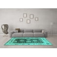 thumbnail image 3 of Ahgly Company Machine Washable Indoor Round Oriental Turquoise Blue Traditional Area Rugs, 5' Round, 3 of 4