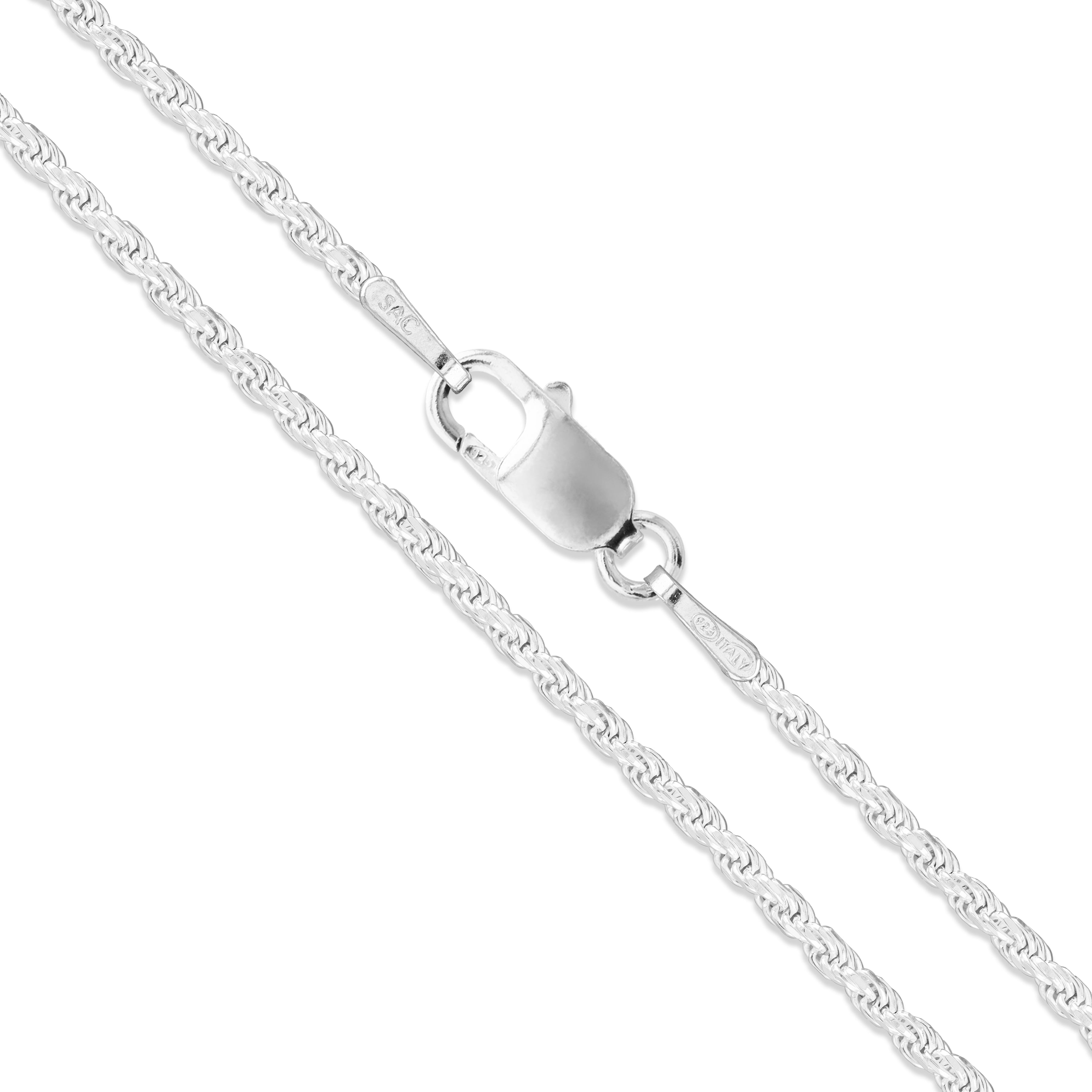 1.2MM Solid 925 Sterling Silver Italian DIAMOND CUT ROPE CHAIN Necklace Italy 
