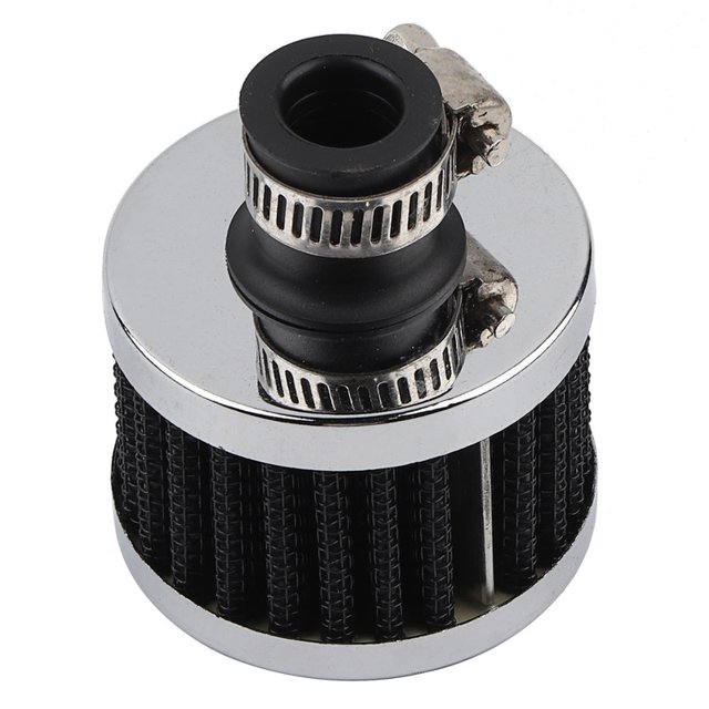Kit de filtro de entrada de aire frío universal para automóvil de 12 mm Cubierta de ventilación del cárter Respiradero plateado
