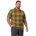 thumbnail image 5 of Domzest Men's Big and Tall Polo Shirts Short Sleeve Moisture Wicking Plus Size T Shirts Quick Dry Collared Plaid Golf Shirt Green 7XL, 5 of 6