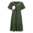 thumbnail image 5 of Youmylove Womens Nursing Dress Breastfeeding Casual Maternity Dresses Short Sleeve Ruffle Hem Swing Dresses 2 Pack Photoshoot Baby Shower Pregnancy Clothes, 5 of 9