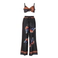 thumbnail image 1 of Mialoley Women Clothes Set, White Butterfly Printed Pattern Tops and Long Pants, 1 of 10