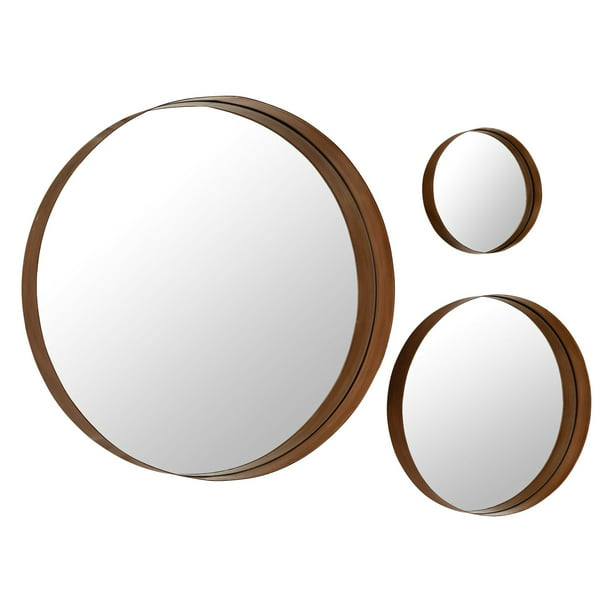 Walker Edison Banded Round Copper Wall, Large Copper Round Wall Mirror
