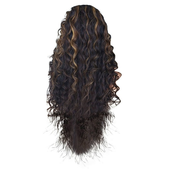 Beauty Clearance Under $15 Girl Gradient Natural Brown Party Wig Long Full Curly Hair Fashion Synthetic Wig Black