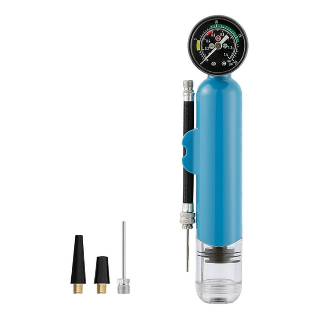 Pompe à Bille avec Manomètre Durable Portable Pompe à Main pour Accessoires de Sport Bleu