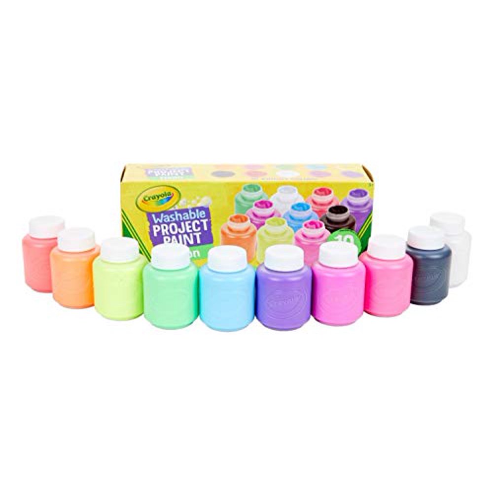 Crayola Washable Kids Paint Set, 2oz Bottles, 10 Count, Assorted Neon