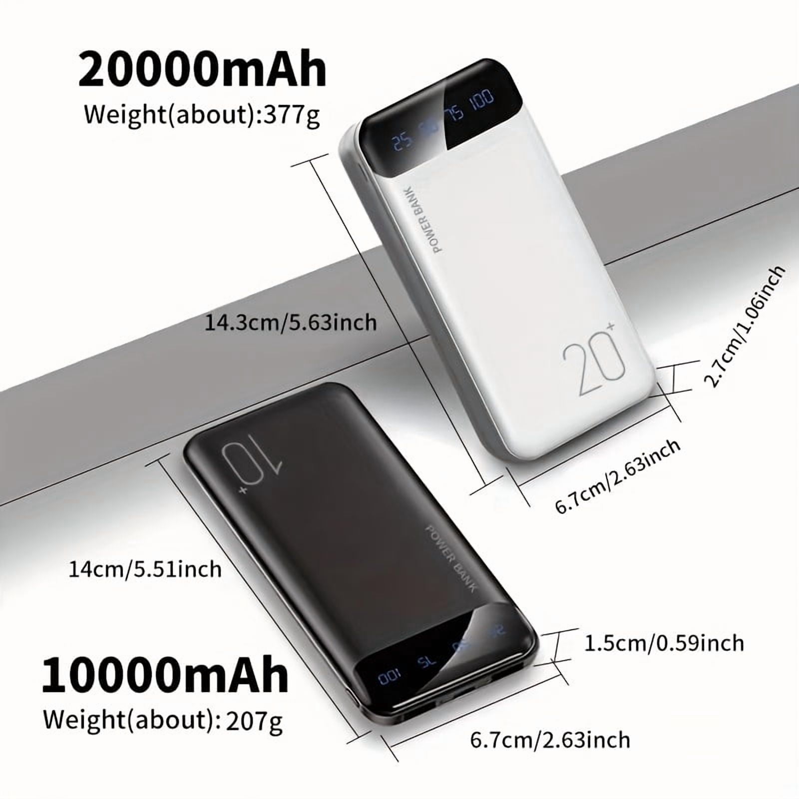 10000/20000mAh High-capacity Portable Power Bank, Supporting (USBx2 Output, Type-c/micro Input,)suitable for Charging Smartphones and Digital Electronic Devices, Emergency Backup Battery Pack