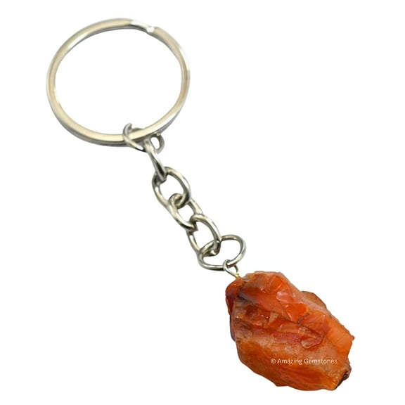 Carnelian Crystal Car Key Holder, Raw Crystal Keychain