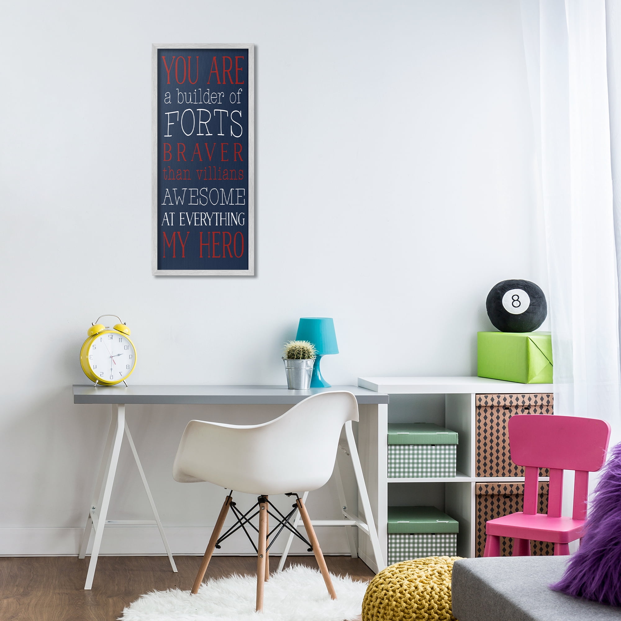Stupell Industries You Are My Hero Typography Painting Gray Framed Art Print Wall Art, 13 x 30