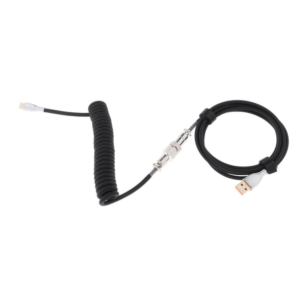 Cable en espiral de 1,8 m, micro/USB/5 V/4 A, escalable, tipo C, en espiral/Tipo C a USB Negro
