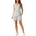 thumbnail image 2 of INSPIRE CHIC Women's 2 Piece Waffle Knit Pajama Sets Sleeveless Tank Top and Shorts Lounge Sets L Grey, 2 of 6