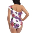 thumbnail image 5 of Gukieu Peonies Print One-shoulder Ruffled One-piece Swimsuit with Removable Chest Pads and Tummy-control Swimsuit for Women-Large, 5 of 6