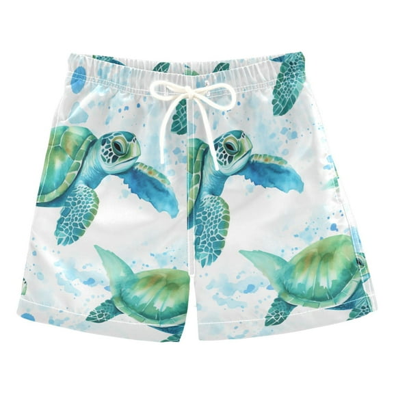 joogoo Boys Swim Trunks Turtles in Ocean Beach Board Shorts Drawstring Swimsuit M