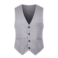 thumbnail image 1 of DISHAN Men Waistcoat Solid Color Single-breasted V Neck Sleeveless Spring Vest for Work, 1 of 8