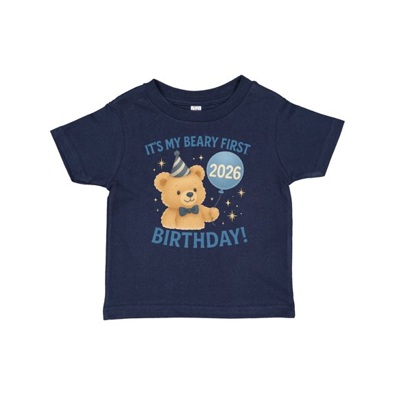 Inktastic Beary First Birthday 2026 Teddy Bear Boys or Girls Baby T-Shirt
