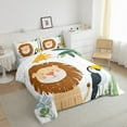 thumbnail image 3 of Feelyou Kawai Cartoon Lion Queen Comforter Set for Boy, Cartoon Parrot Animal Bedding Sets, Palm Botanical Reversible Bedding Comforter Set, Microfiber Bedroom Decor, 3 Pieces, 3 of 8
