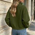 thumbnail image 6 of Ovzne Women's Zip Up Cropped Cardigan Lapel Collar Long Sleeve Jacket Drop Shoulder Ribbed Hem Casual Coat,Army Green Jackets for Women, 6 of 7