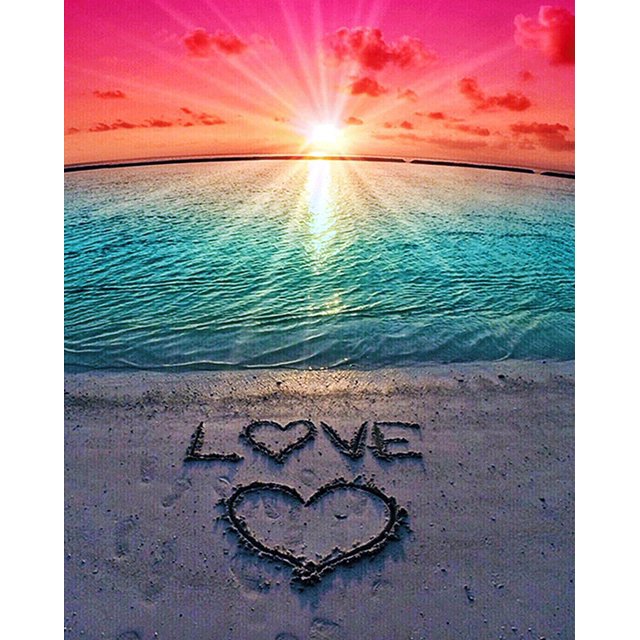DIY 5D Diamond Painting Beach by Number Kits, Painting Cross Stitch Full Drill Crystal Rhinestone Bordado Imágenes Artes Artesanía para el hogar Decoración de la pared Regalo BANYUO Electrónica