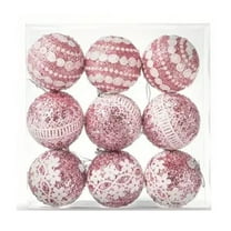 HomeDM 9Pcs Christmas Balls 9cm/3.54" Pink Shatterproof Ornaments Balls Christmas Tree Hanging Pendant for Holiday Wedding Party Home Decor